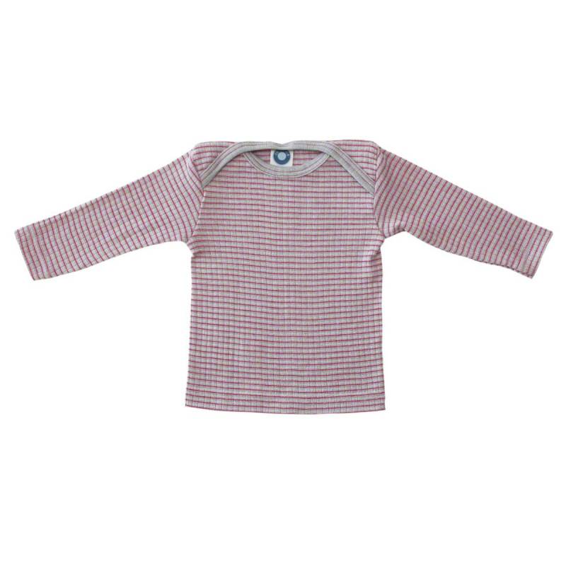 Baumwolle Wolle Seide Langarmshirt altgrau pink meliert 62/68