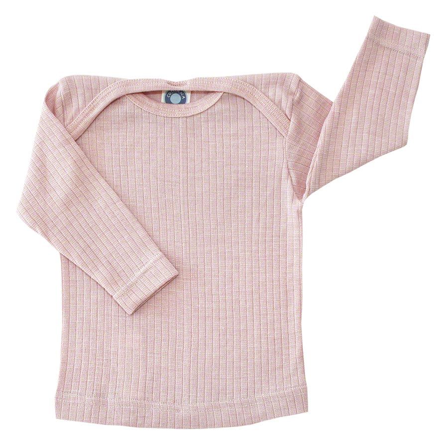 Baumwolle Wolle Seide Langarmshirt altrosa meliert 128