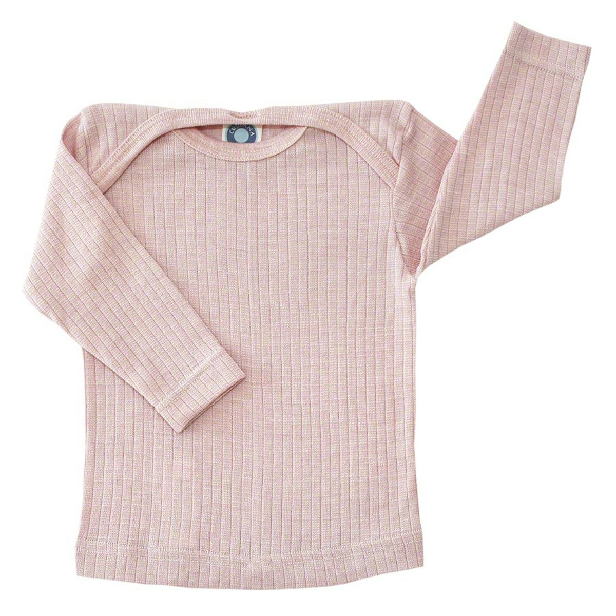 Baumwolle Wolle Seide Langarmshirt altrosa meliert 62/68