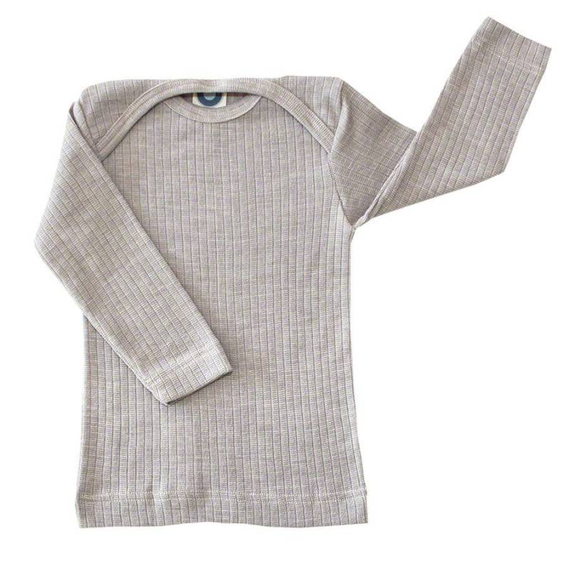 Baumwolle Wolle Seide Langarmshirt grau meliert 86/92 Baumwolle Wolle Seide Langarmshirt grau meliert 86/92