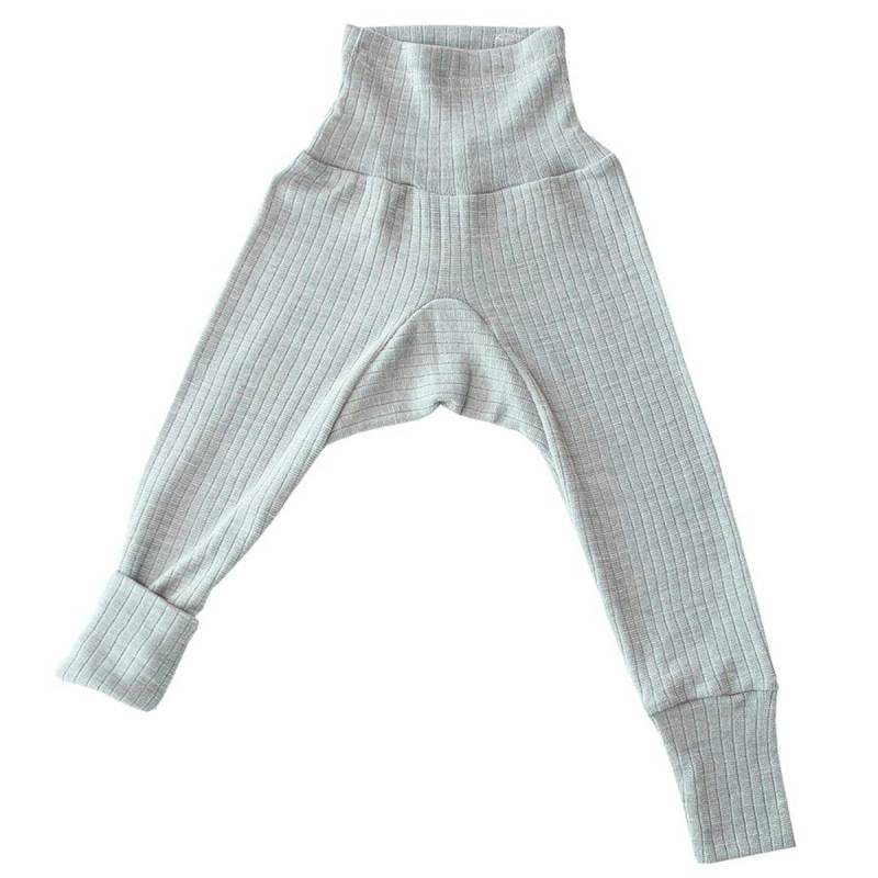 Baumwolle Wolle Seide Leggings grau meliert 50/56