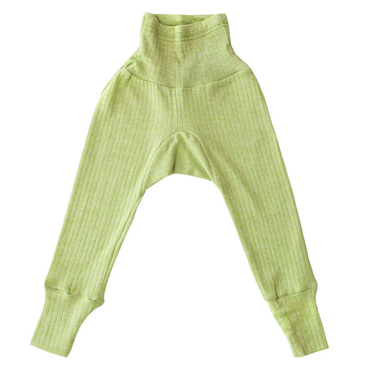 Baumwolle Wolle Seide Leggings grün meliert 62/68