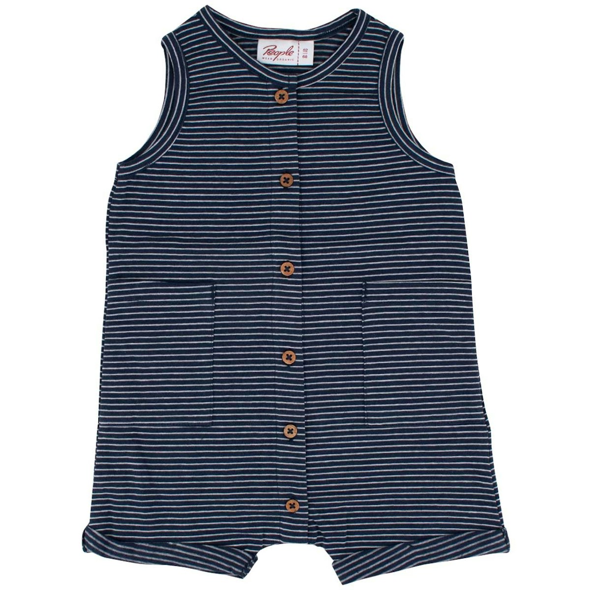 Beachbody Strampler dunkelblau melange geringelt 62/68