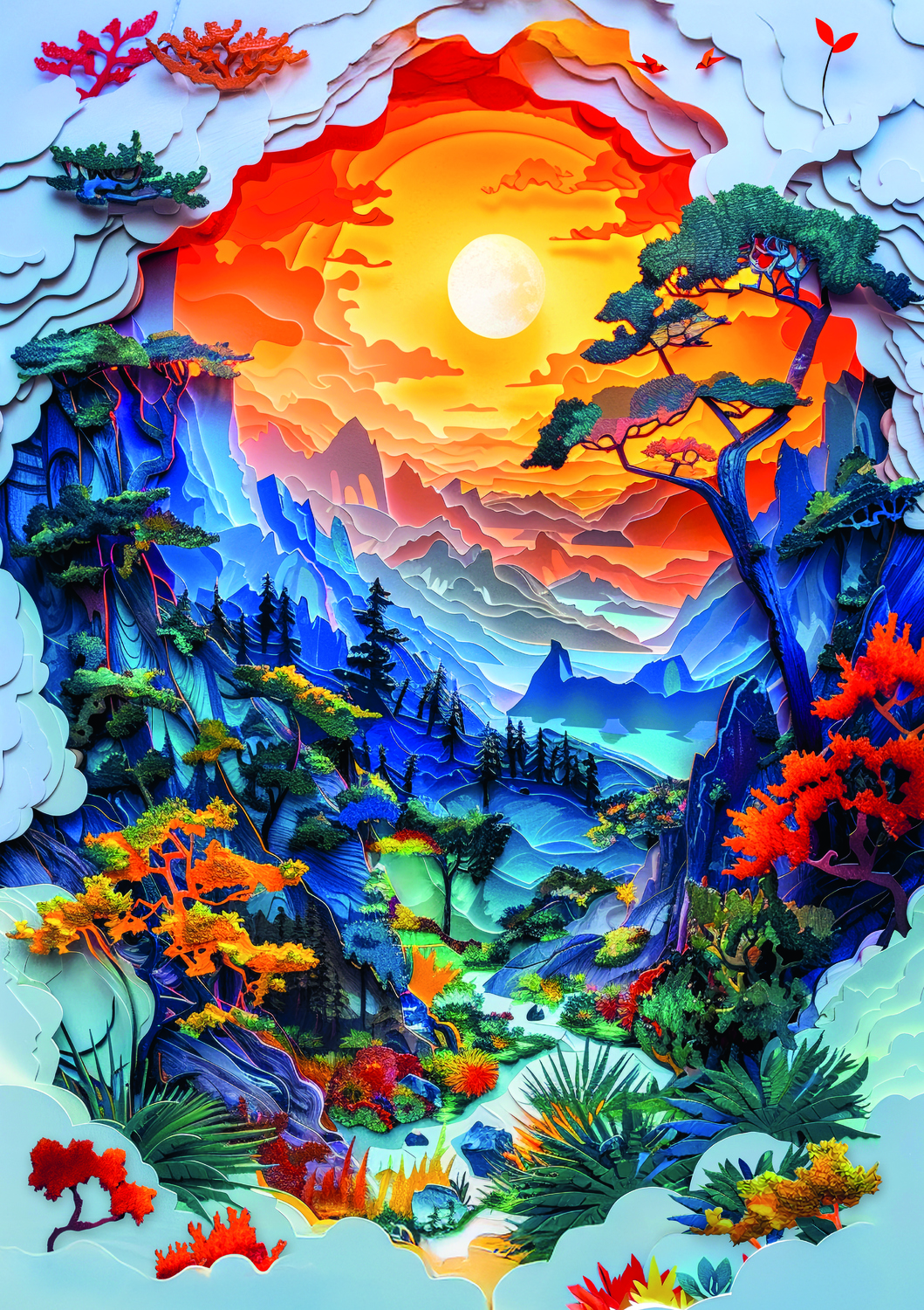 Berge und Tal aus Papier