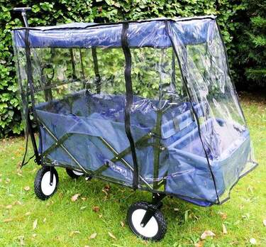 Bieco Klappbarer Bollerwagen mit Regenschutz blau Bieco Klappbarer Bollerwagen mit Regenschutz blau