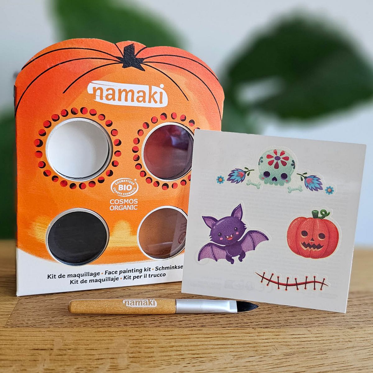 Bio Kinderschminke Halloween, 4 Farben + Tattoos