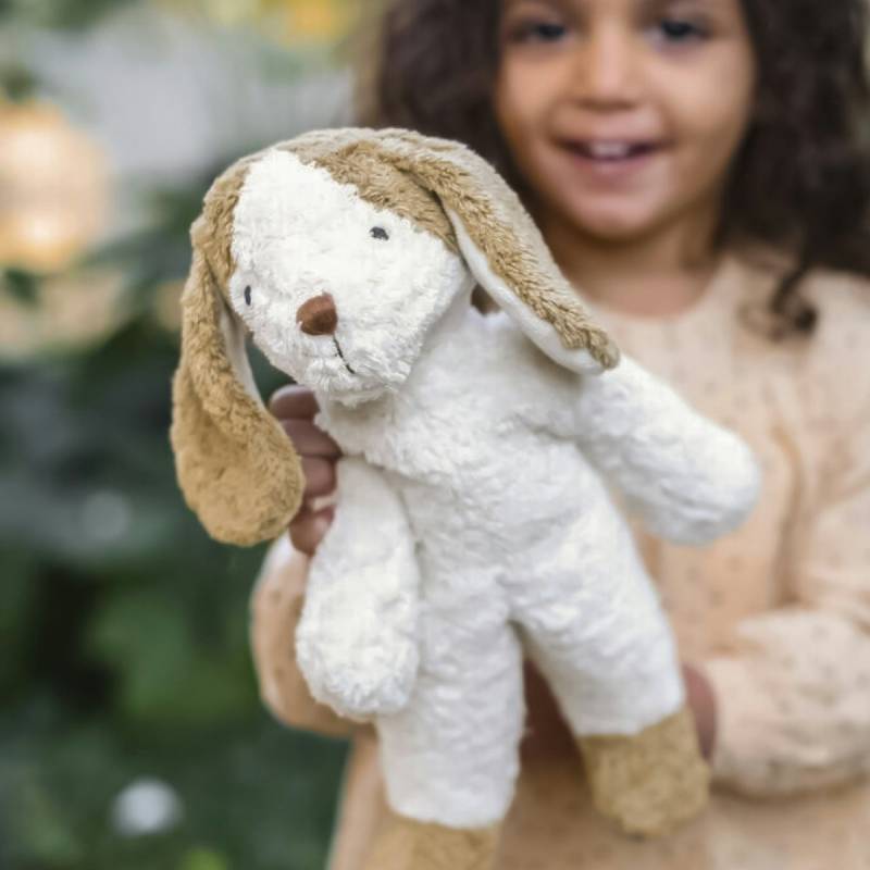 Bio Stofftier Hund weiß beige 27 cm