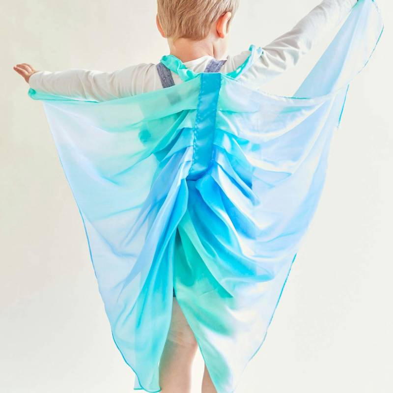 Blaue Feenflügel aus Seide - Meer