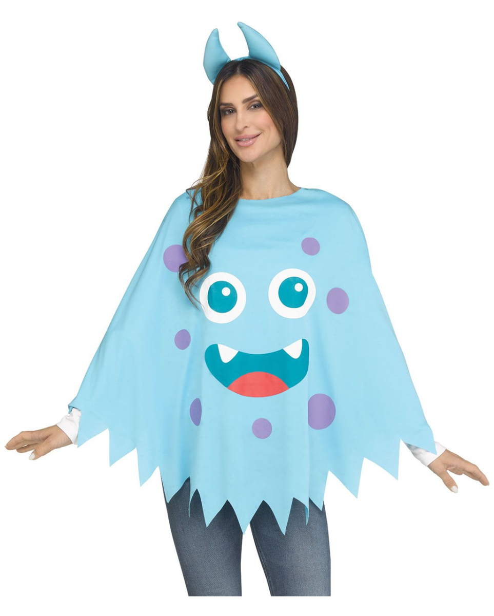 Blauer Monster Kostüm Poncho