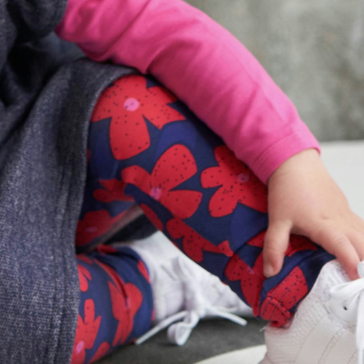 Blümchen Leggings blau-rot 98
