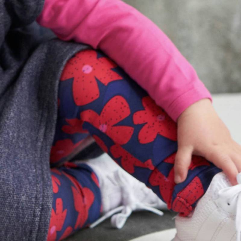 Blümchen Leggings blau-rot 98