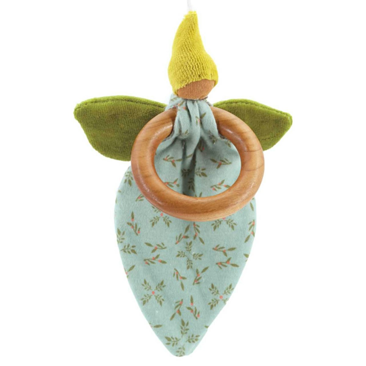 Blütenzauber Greifling mit Rassel in Bio Qualität grün-türkis