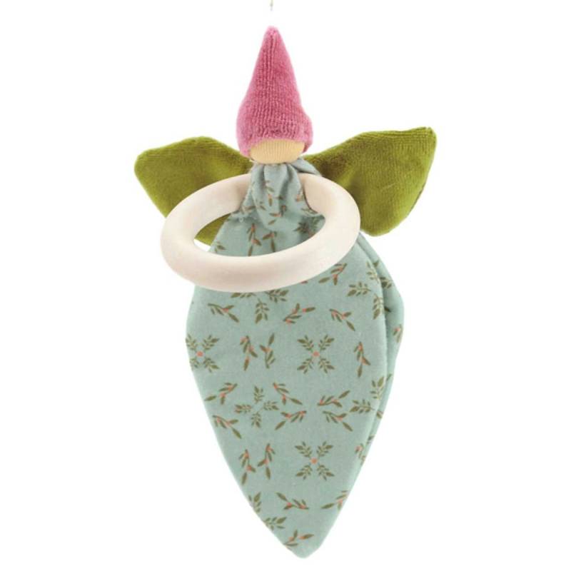 Blütenzauber Greifling mit Rassel in Bio Qualität rosa-türkis