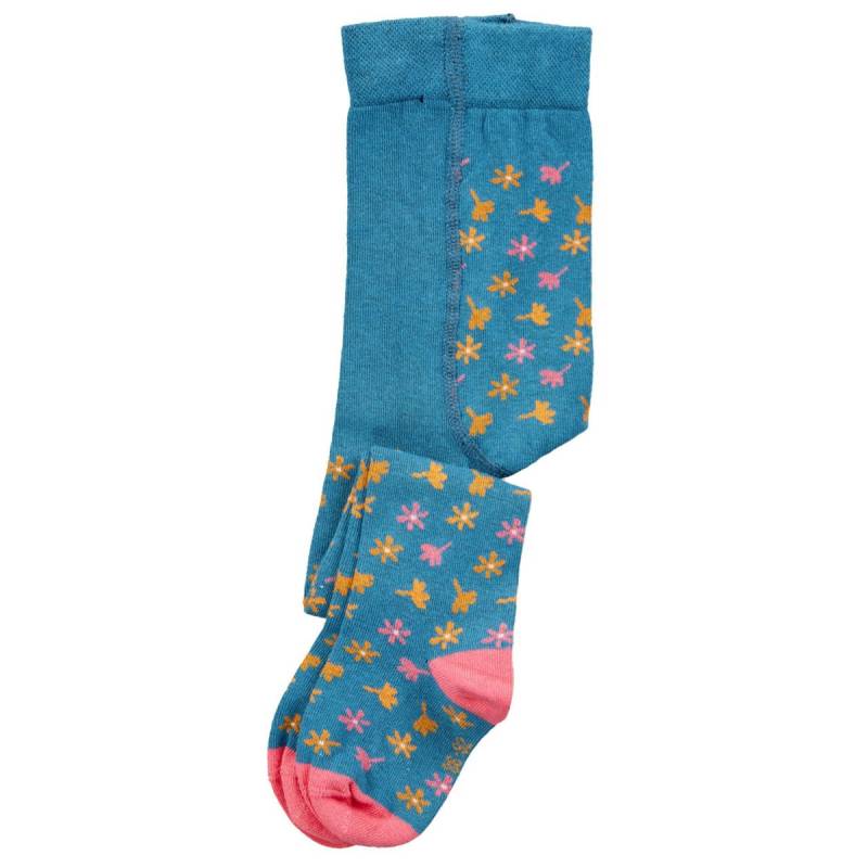 Blumen Strumpfhose mitwachsend blau-pink 74/80