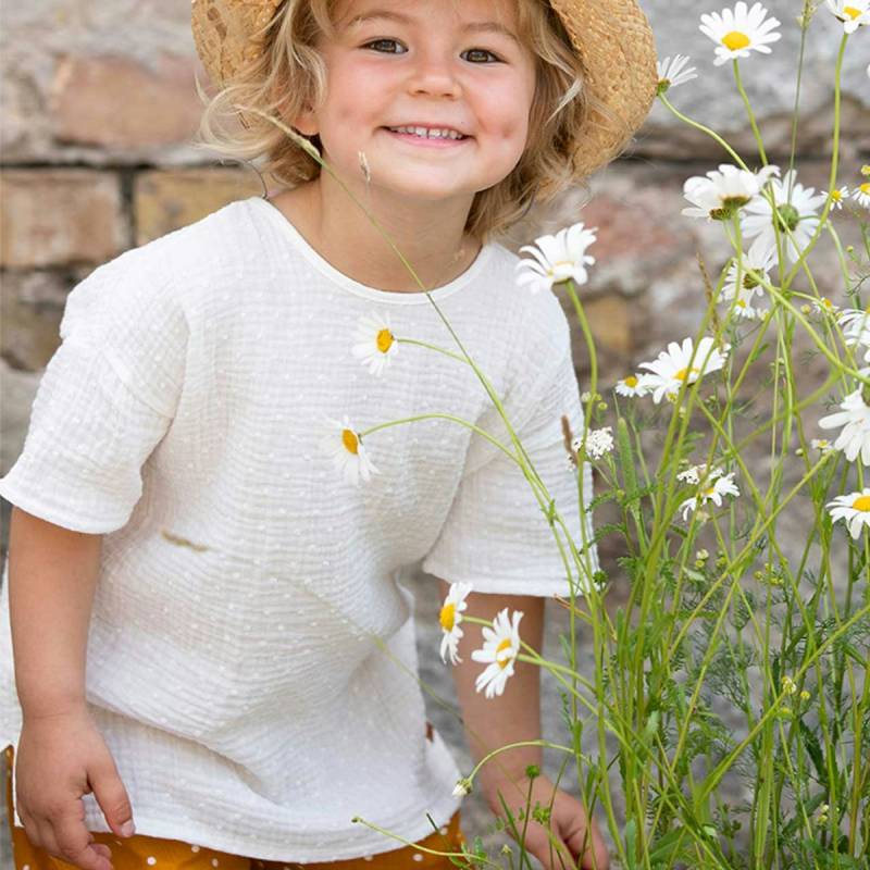Bluse Tunika Musselin weiß 104