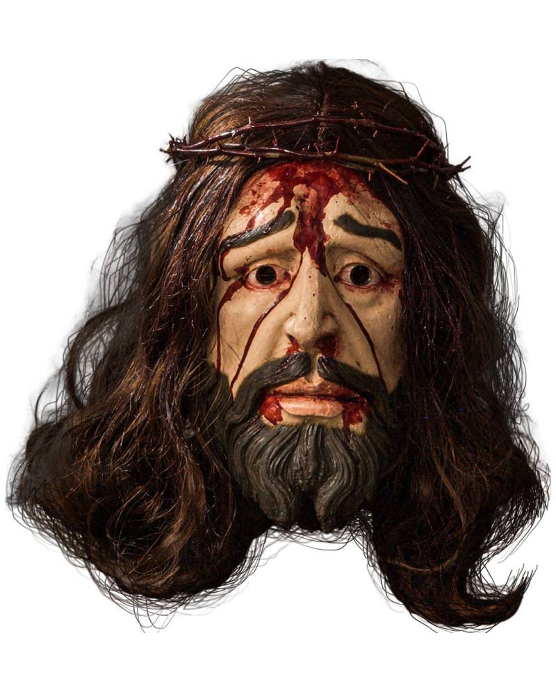 Blutige Jesus Maske mit Dornenkrone & Haaren Blutige Jesus Maske mit Dornenkrone & Haaren