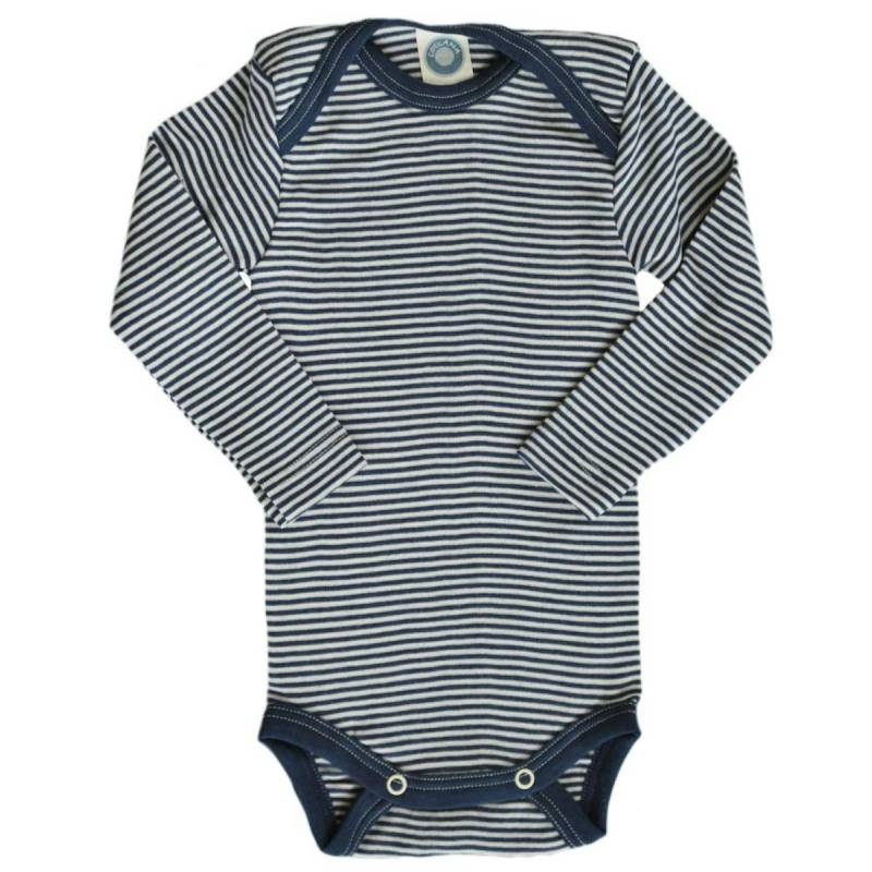 Body Wolle Seide blau gestreift 50/56