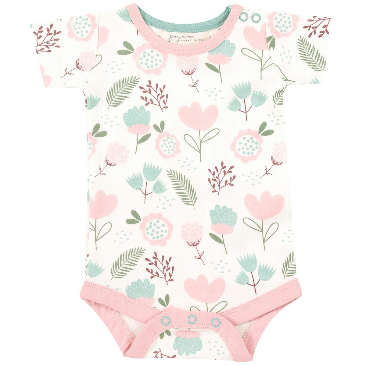 Body kurzarm Blumen rosa 56/62