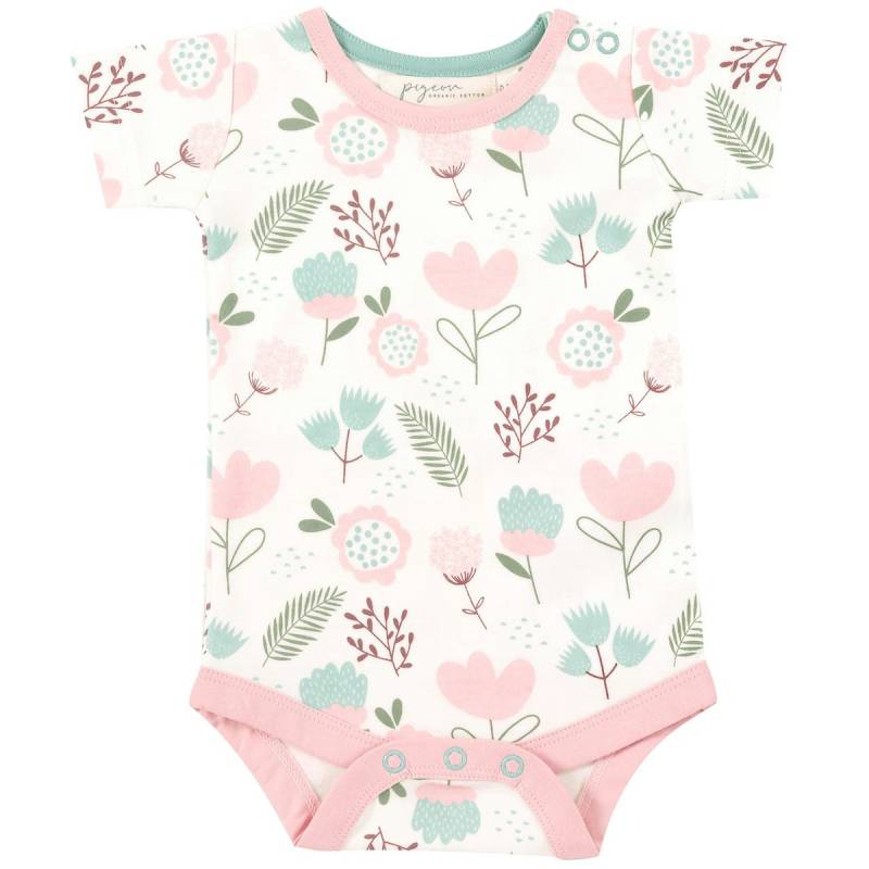 Body kurzarm Blumen rosa 80