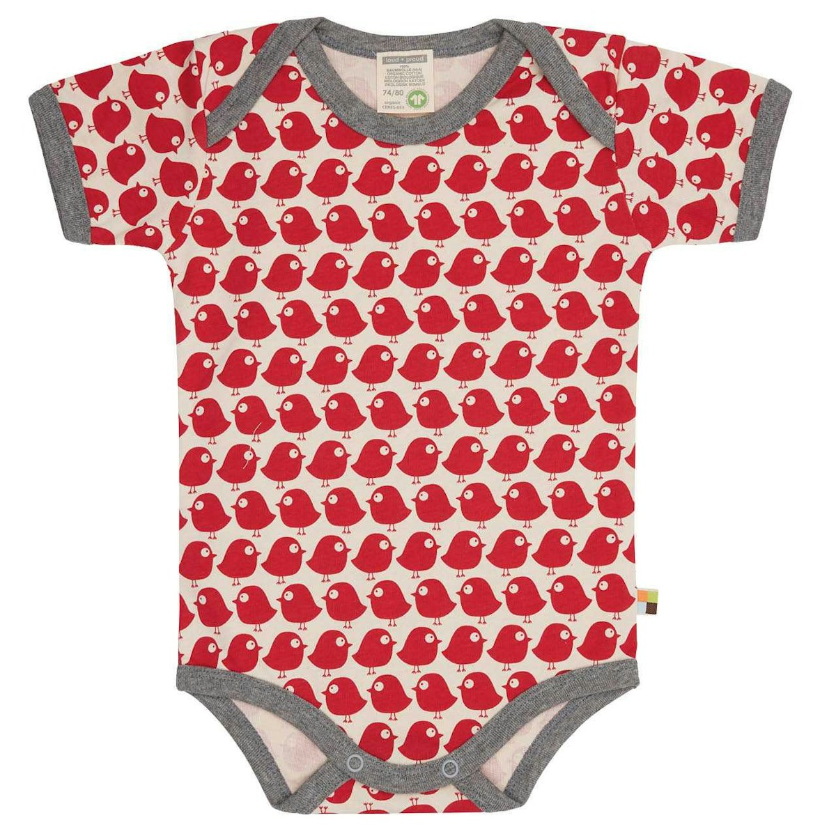 Body kurzarm Vögel rot 62/68