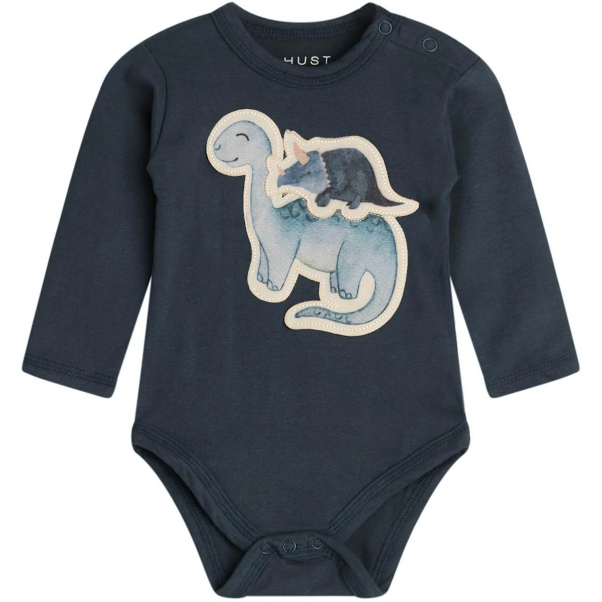 Body langarm Aufnäher Dino dunkelblau 86
