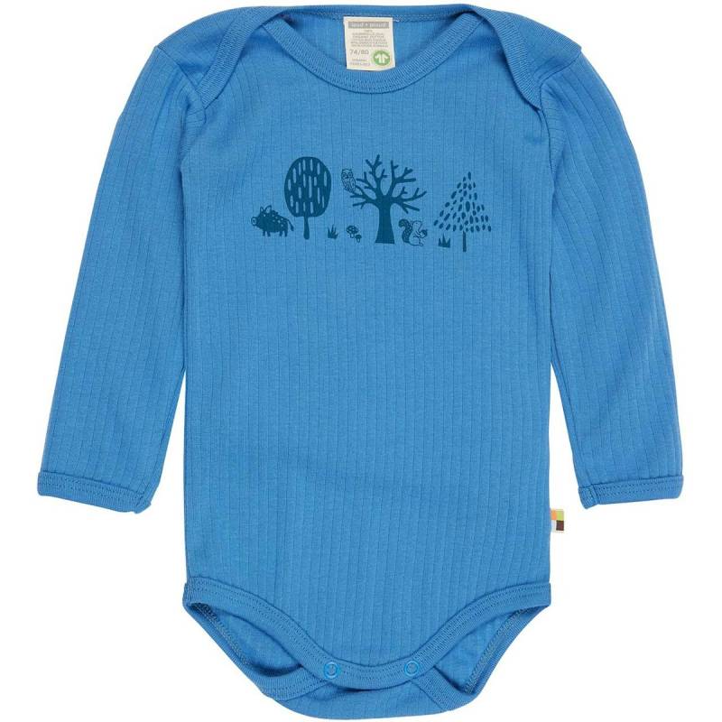 Body langarm Ripp mit Print blau 50/56