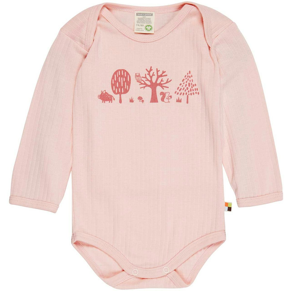 Body langarm Ripp mit Print rosa 62/68