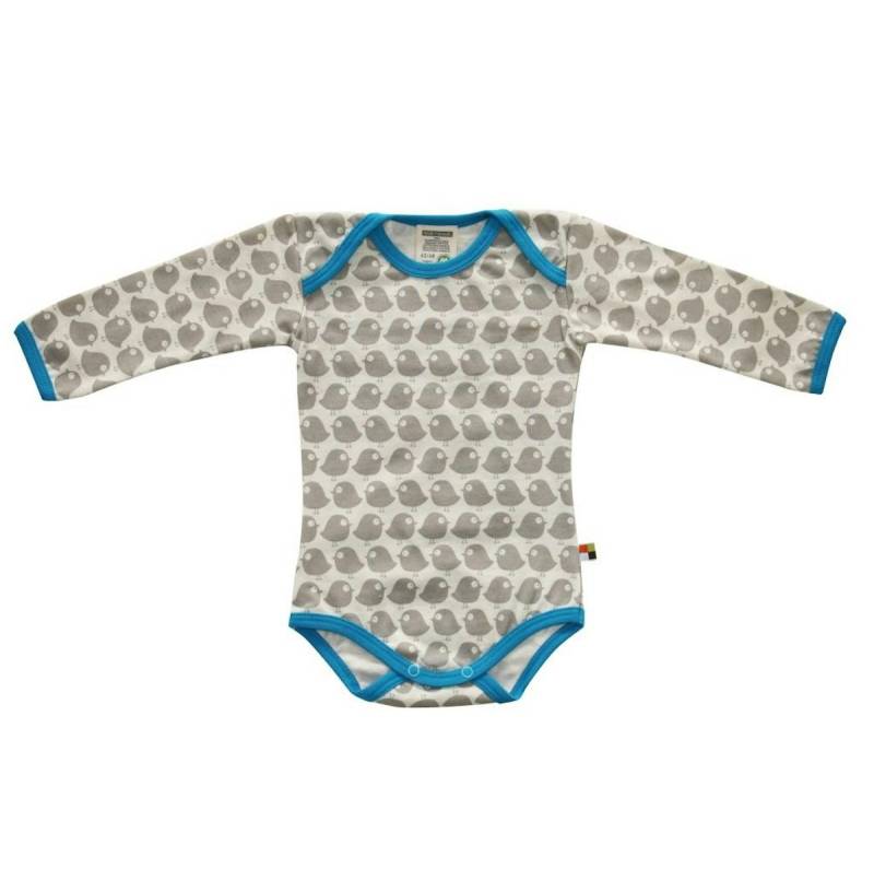 Body langarm Vogel grau 62/68