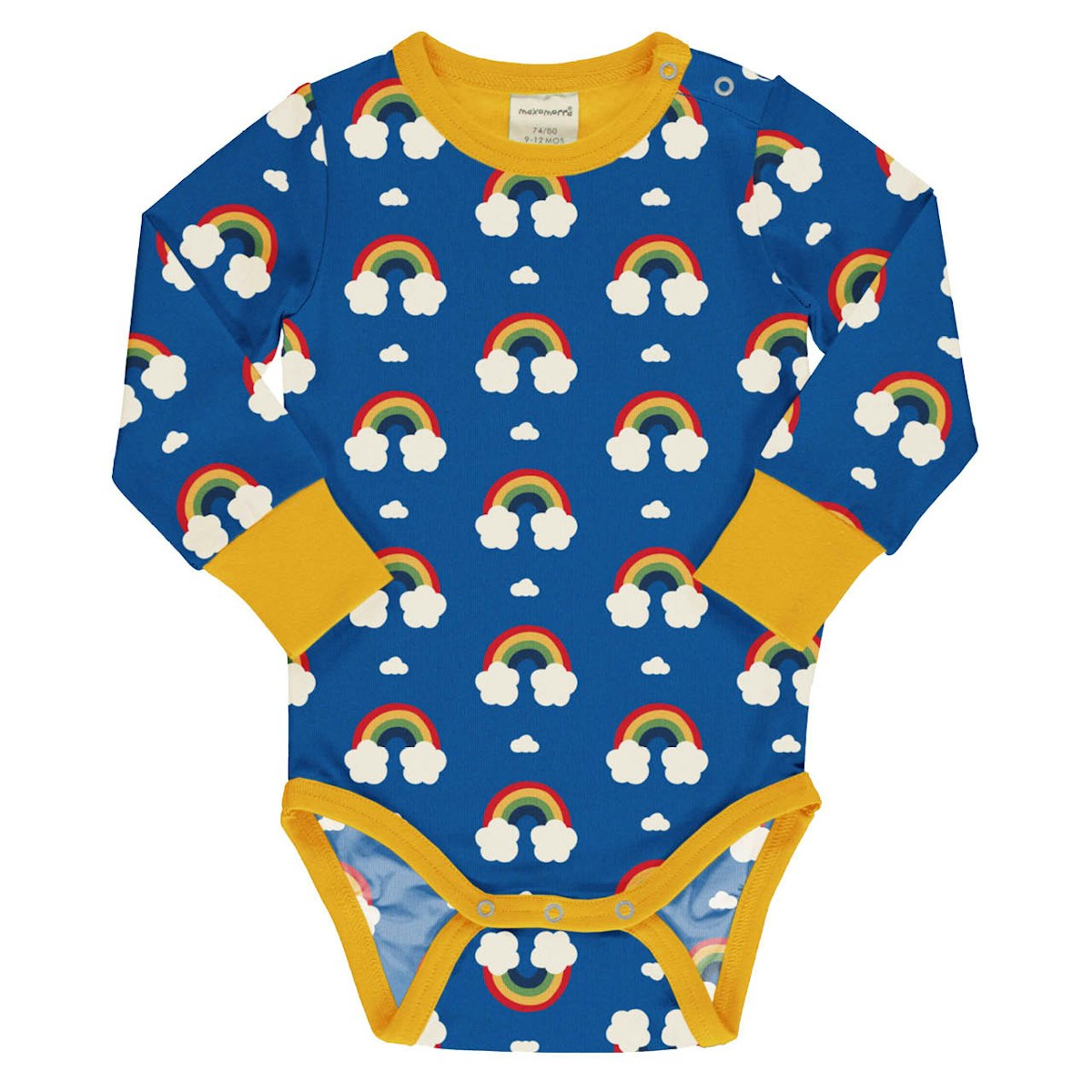 Body langarm breite Bündchen Regenbogen blau 50/56
