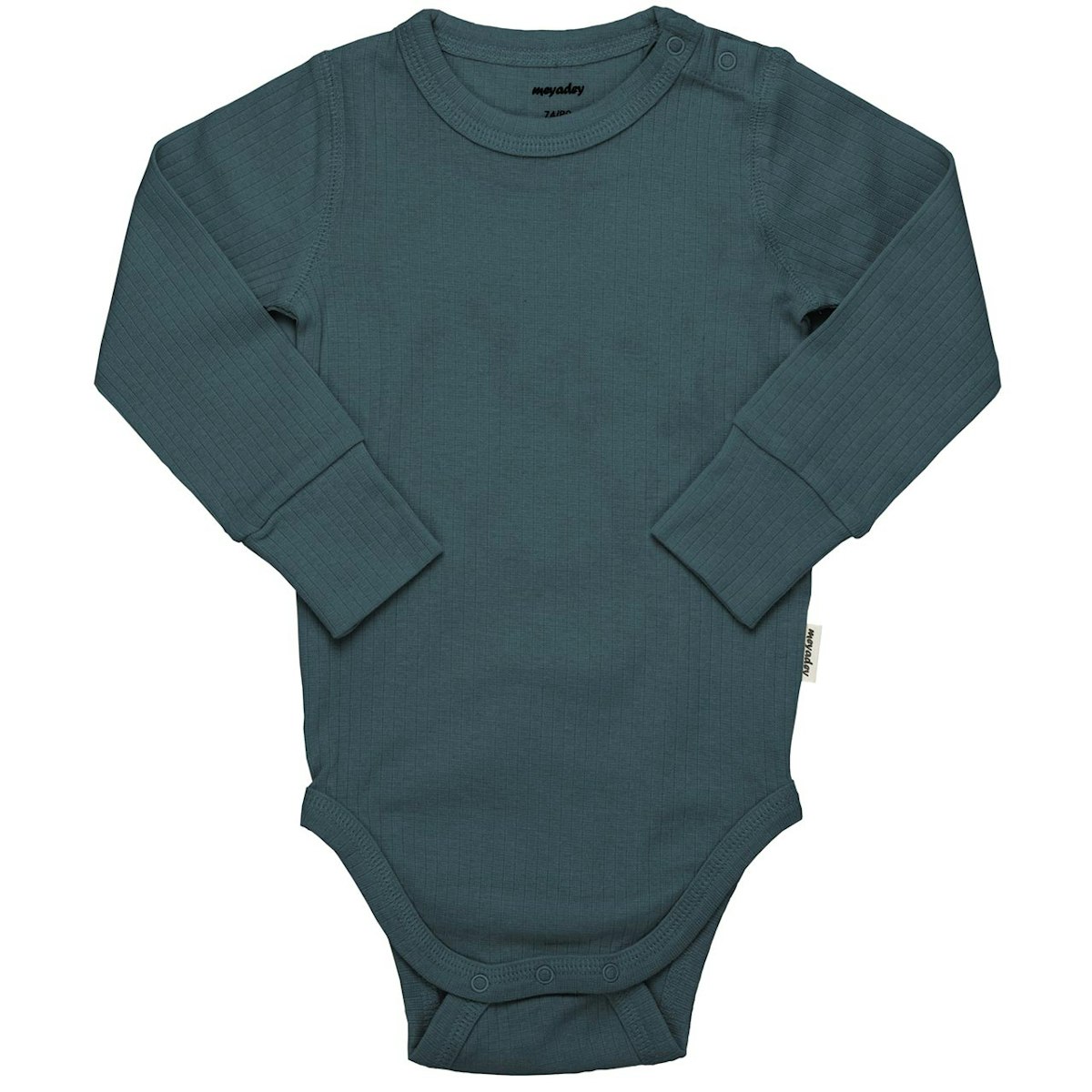 Body langarm breite Bündchen Rippe blau-grau 62/68
