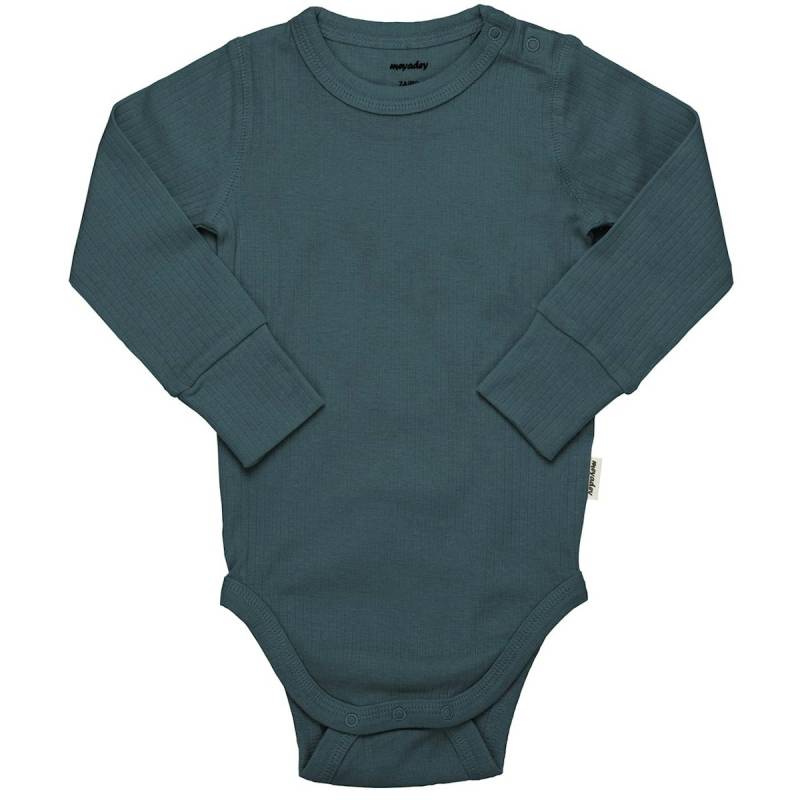 Body langarm breite Bündchen Rippe blau-grau 62/68