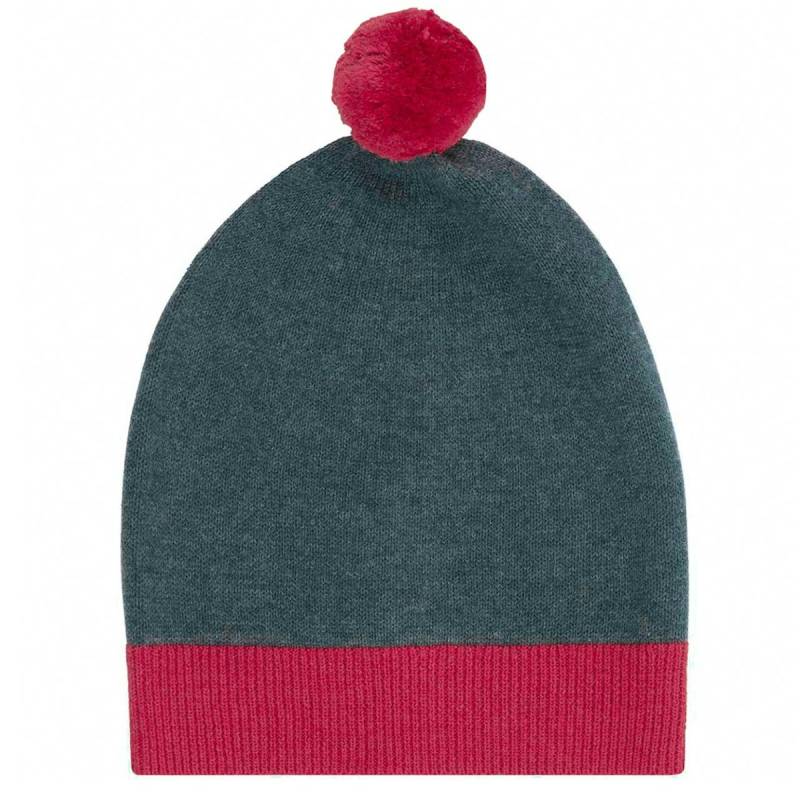 Bommel Strickmütze dunkelblau-pink 49/51