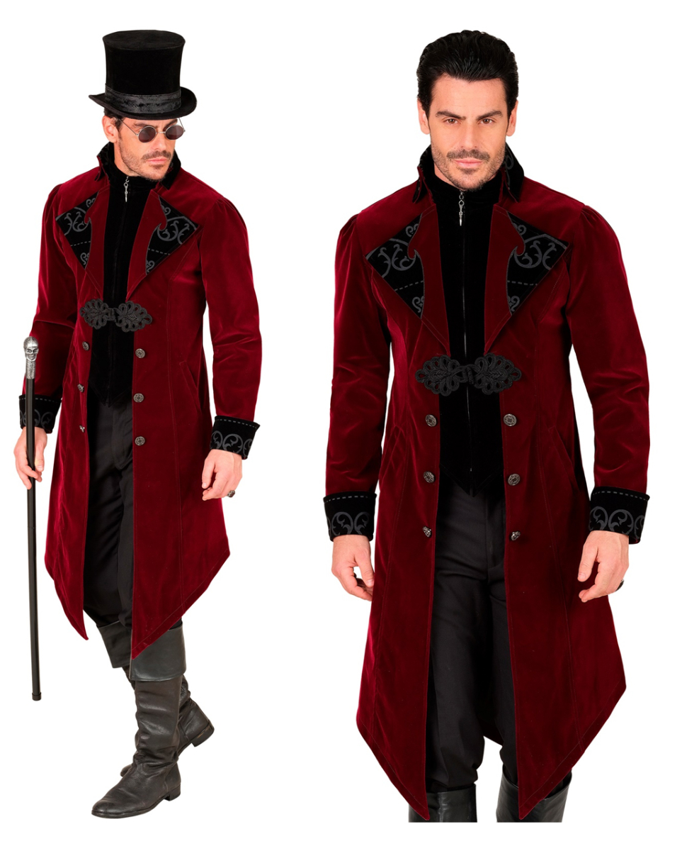 Bordeauxroter Gothic Mantel als Kostüm XL