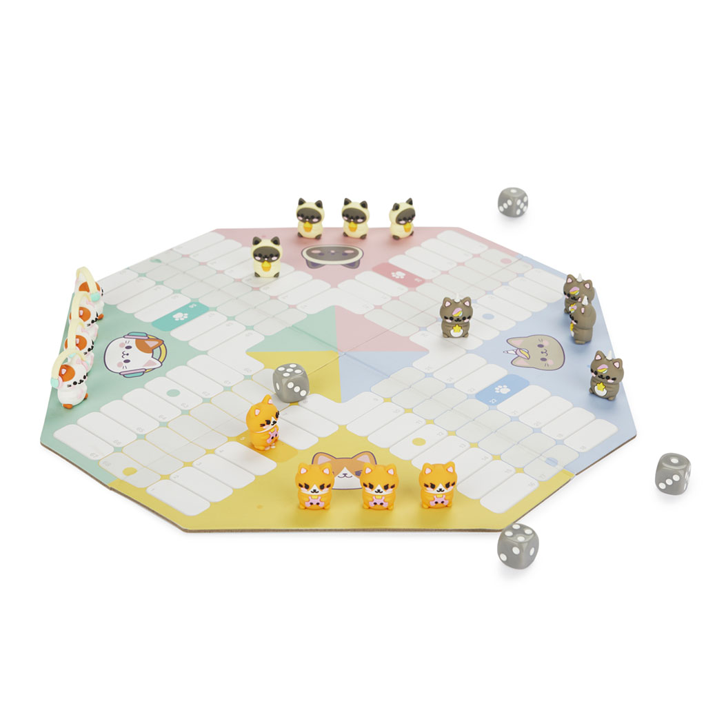 Brettspiel KAWAII PURRCHISI Mensch-Ärger-dich-nicht 22-teilig 21x33,5x2,5cm Spielideen + Basteln
