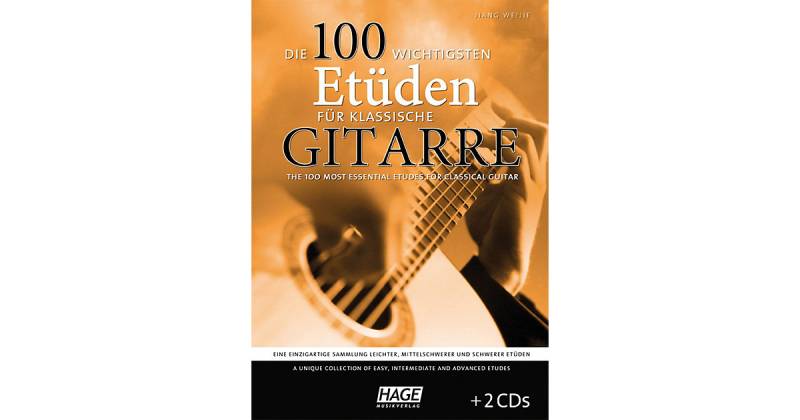 Buch - Die 100 wichtigsten Etüden klassische Gitarre, mit 2 Audio-CDs  Kinder