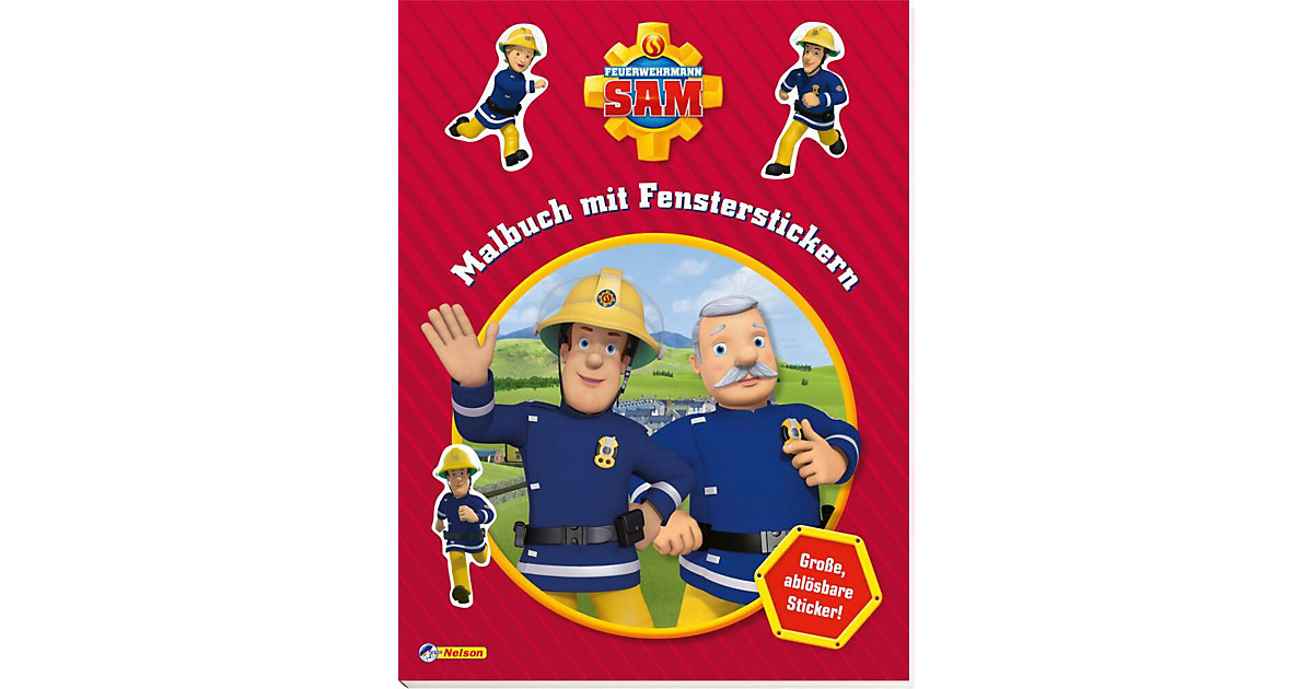 Buch - Feuerwehrmann Sam: Malbuch mit Fensterstickern von Nelson Verlag
