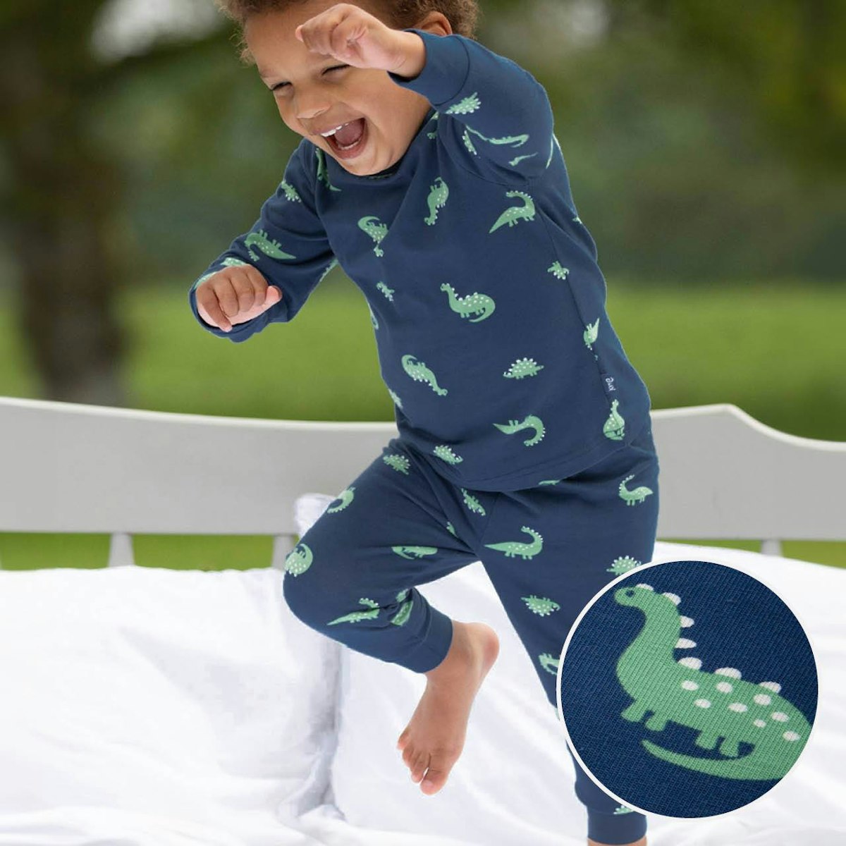 Bündchen Schlafanzug Dinos navy 134