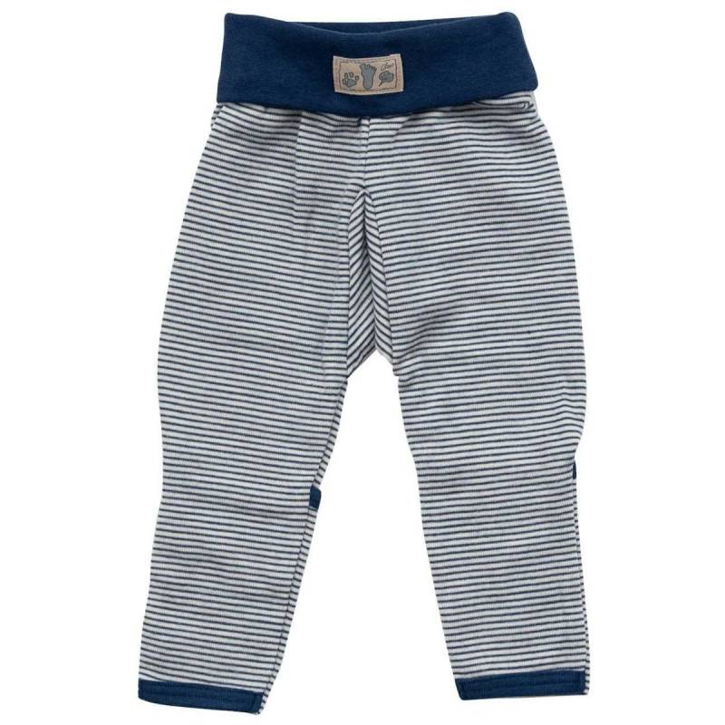 Bündchenhose Ringel Wolle Seide Beinumschlag marine-natur 62