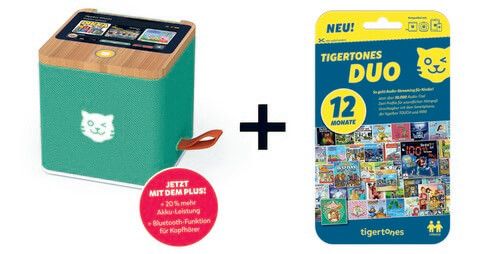 Bundle: tigerbox Touch PLUS (grün) im Set mit Tigermedia tigertones DUO  ticket 2 Profile - 12 Monate Flatrate