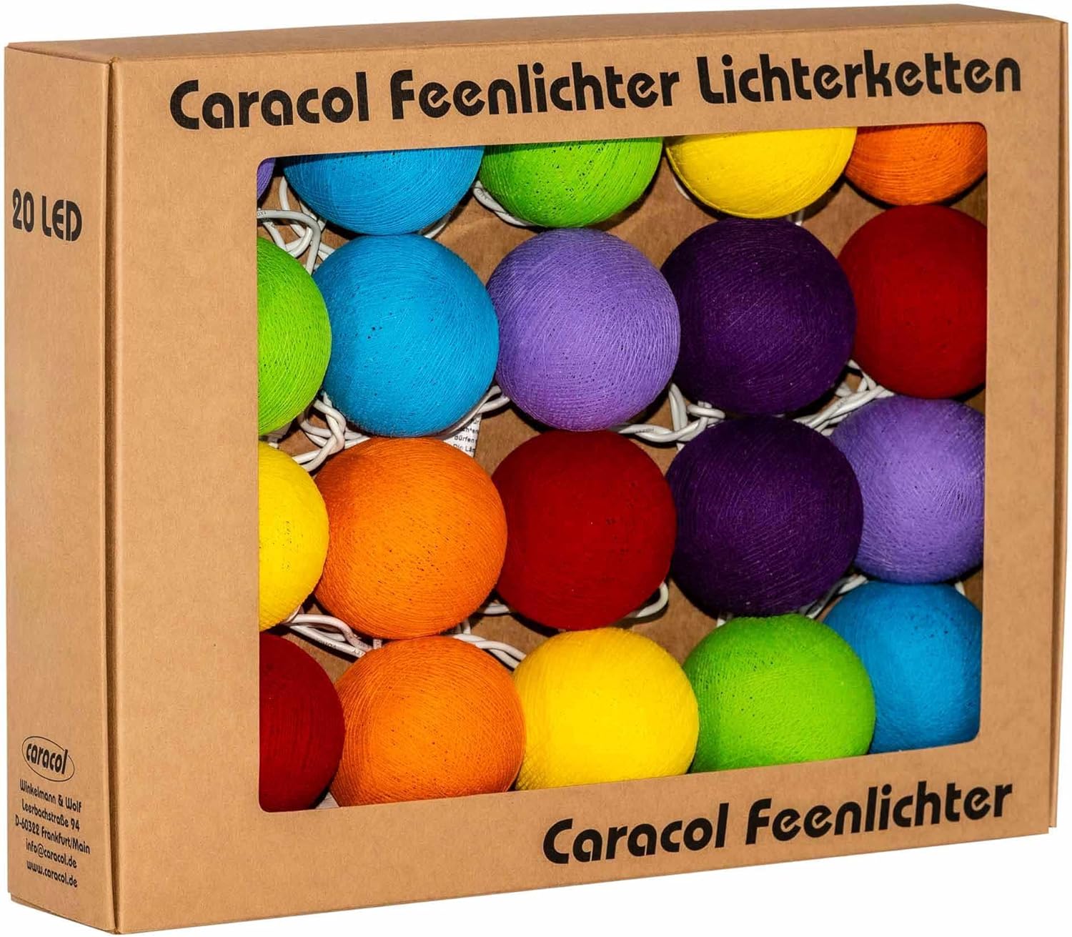 Caracol - LICHTERKETTE LED Bälle rainbow