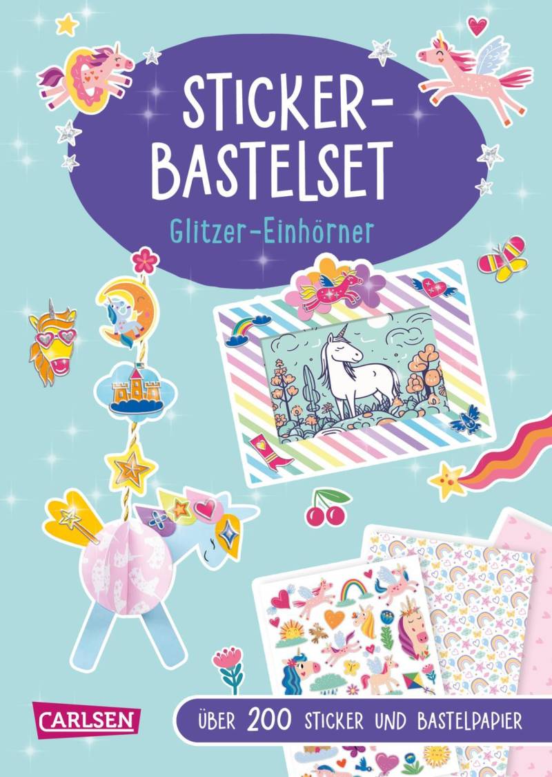Carlsen Verlag - Bastelset für Kinder: Sticker-Bastelset: Glitzer-Einhörner Carlsen Verlag - Bastelset für Kinder: Sticker-Bastelset: Glitzer-Einhörner