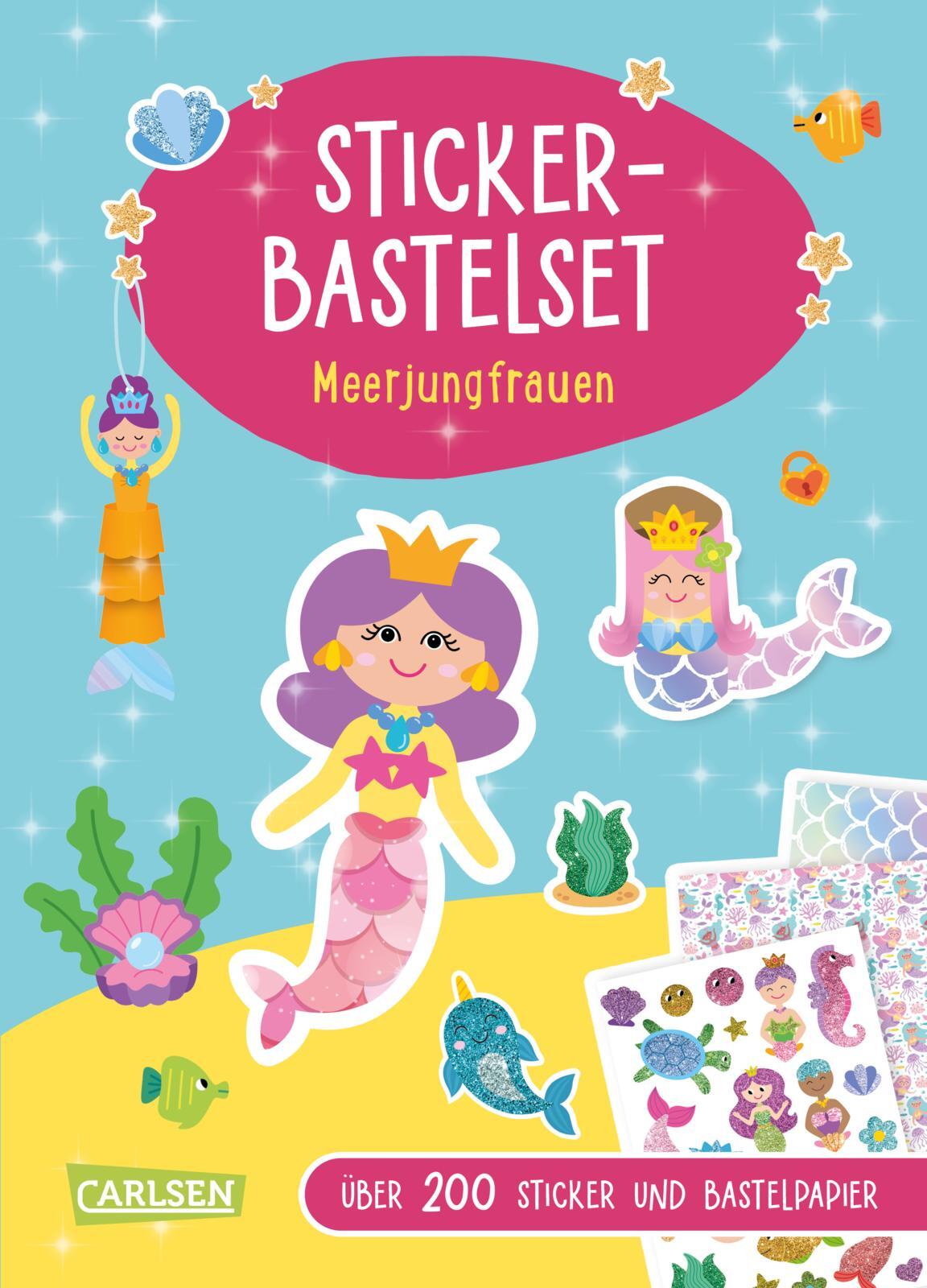 Carlsen Verlag - Bastelset für Kinder: Sticker-Bastelset: Meerjungfrauen