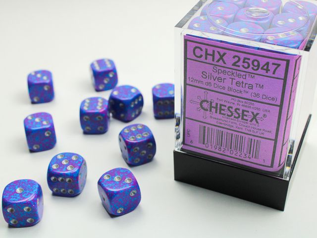 Chessex Speckled Silver Tetra 36x W6 12mm Dice Set 36 lila Würfel Chessex Speckled Silver Tetra 36x W6 12mm Dice Set 36 lila Würfel