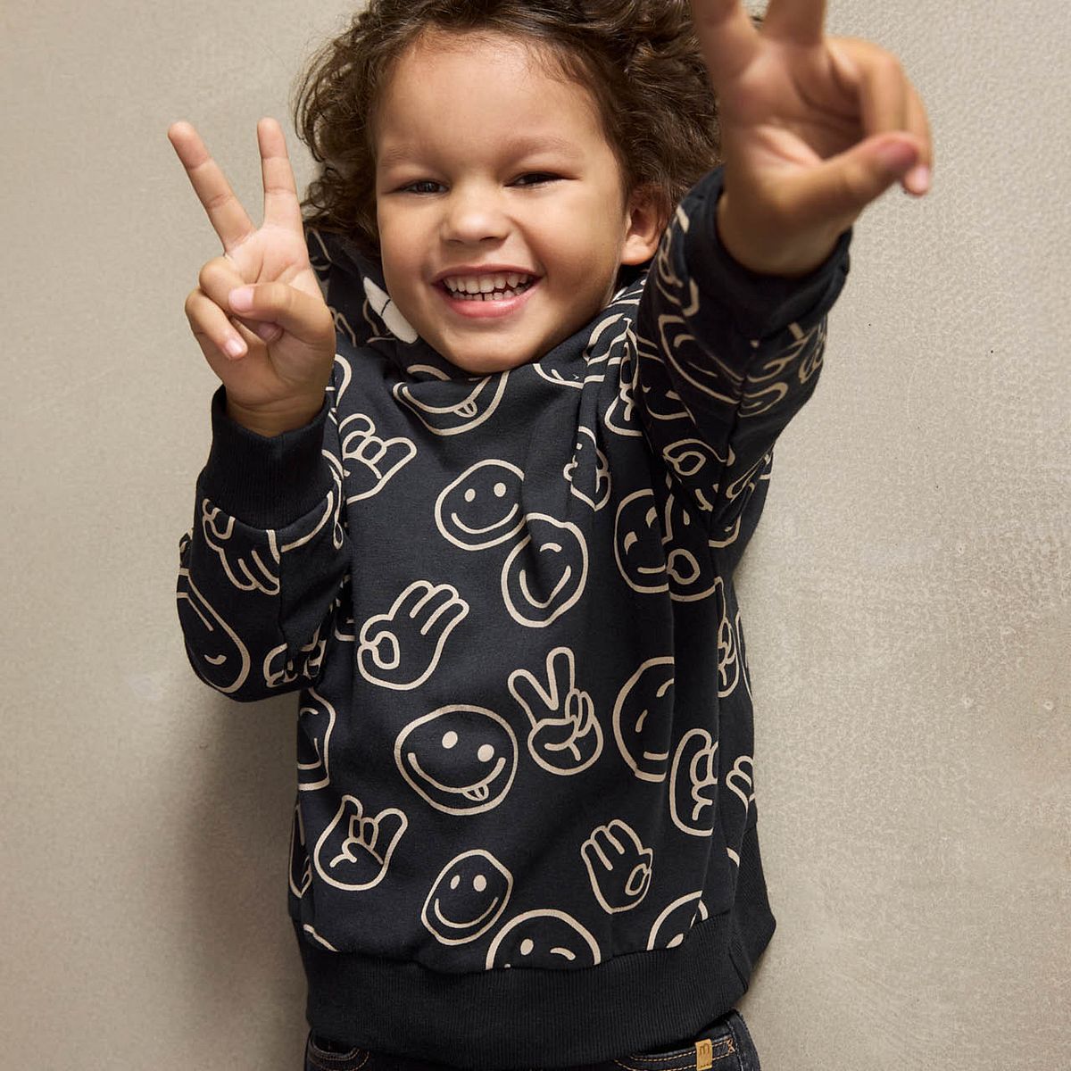 Coolder Hoodie Smiely Alloverprint schwarz 140
