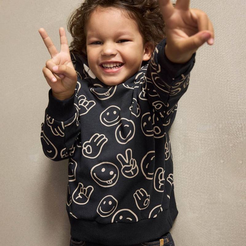 Coolder Hoodie Smiely Alloverprint schwarz 140 Coolder Hoodie Smiely Alloverprint schwarz 140