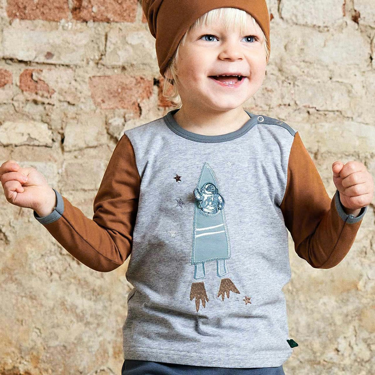 Cooles Langarmshirt Rakete grau 80