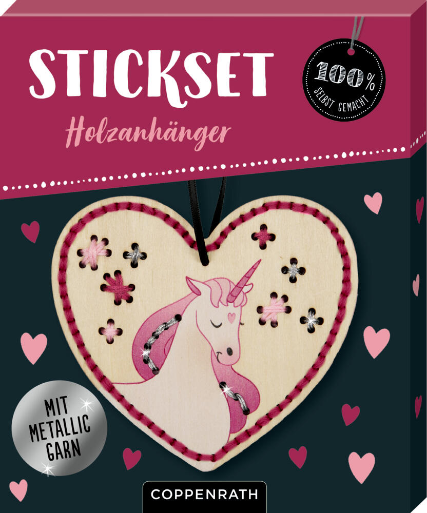 Coppenrath - COPPENRATH 100 selbstgemacht Sticken auf Holzanhänger (Drache oder Einhorn)