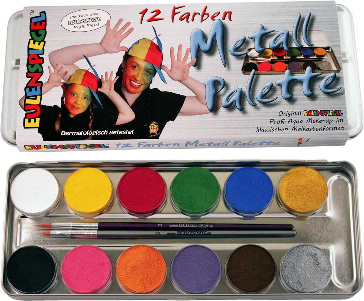 Corvus - EULENSPIEGEL Metallpalette 12 Farben 2 Pinsel