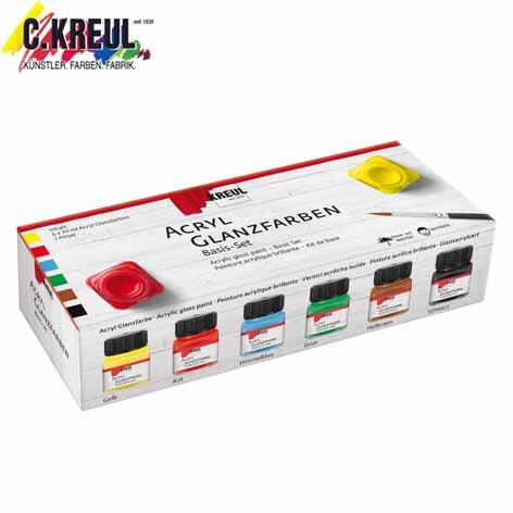 Corvus - Kreul Acrylfarben glänzend 6Farben mit Pinsel