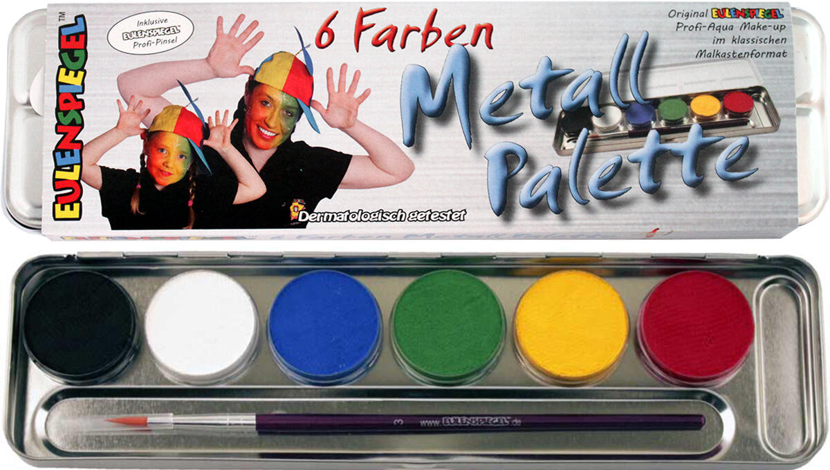 Corvus - Metallpalette 6 Farben, 1 Pinsel